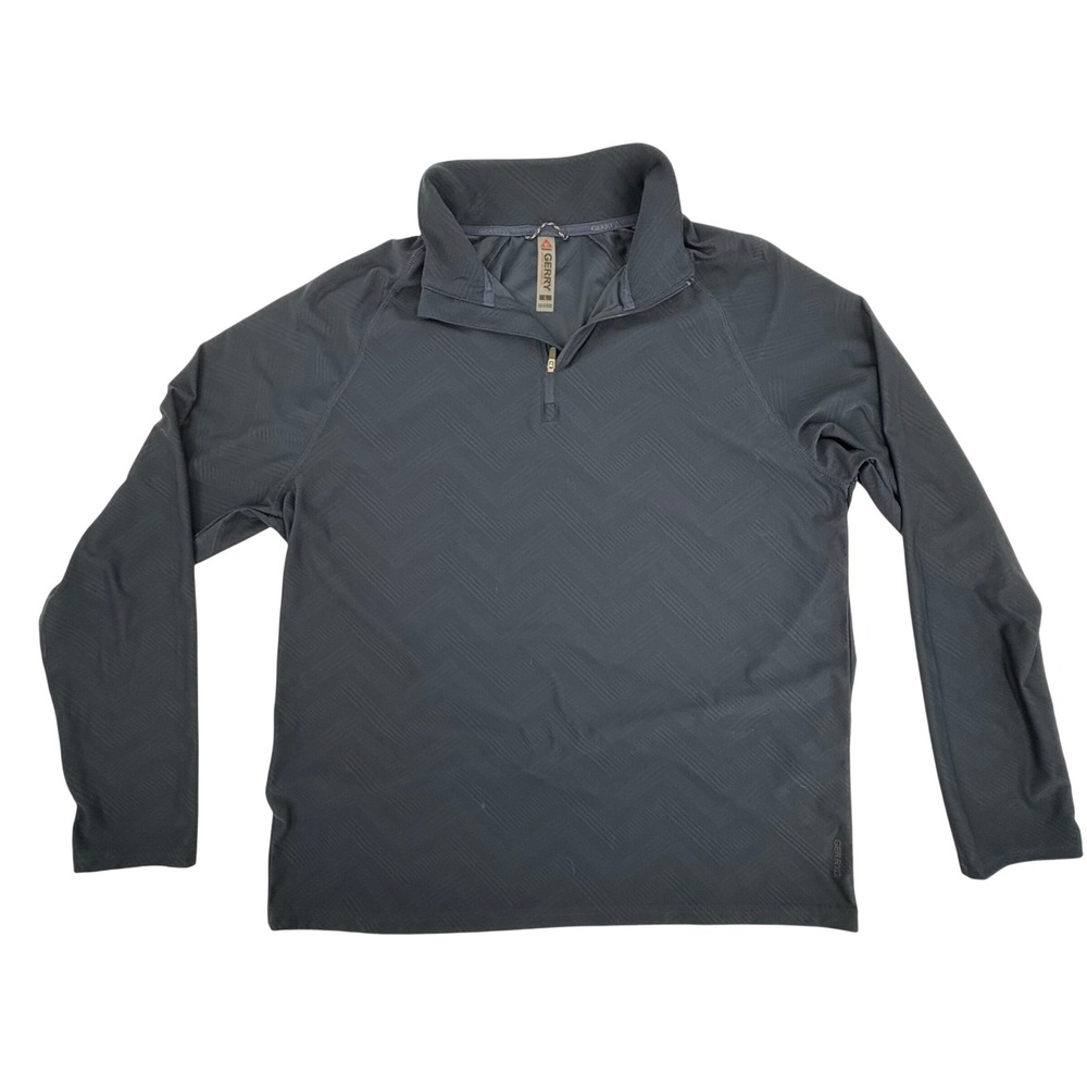 Gerry Men's Dark Blue Herringbone 1/4 Zip Pullover Athletic‎ Shirt Size L